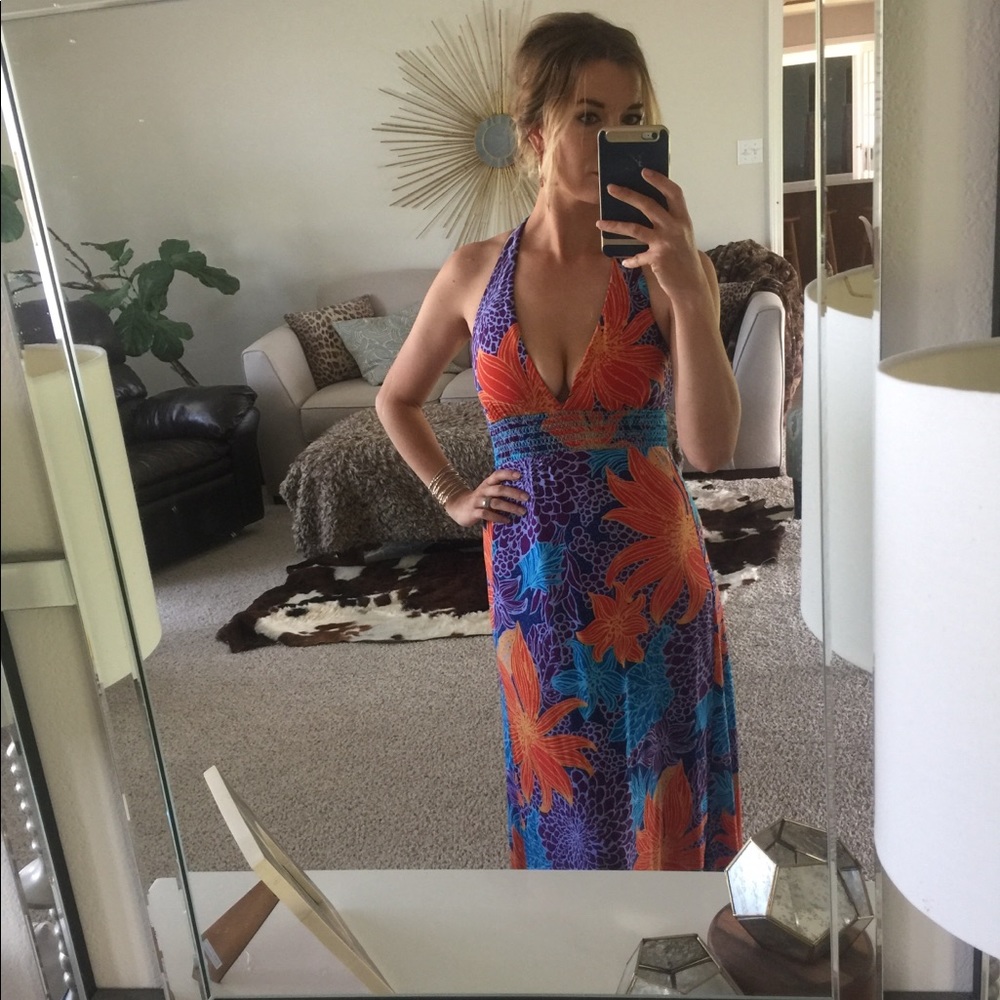 Bright tropical maxi dress by moda international